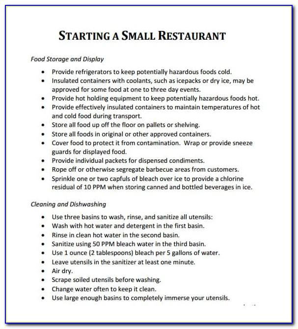 Free Restaurant Business Plan Template Excel