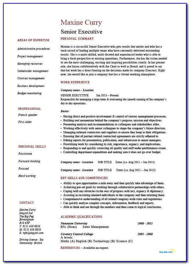 Free Resume Template For Sales Position