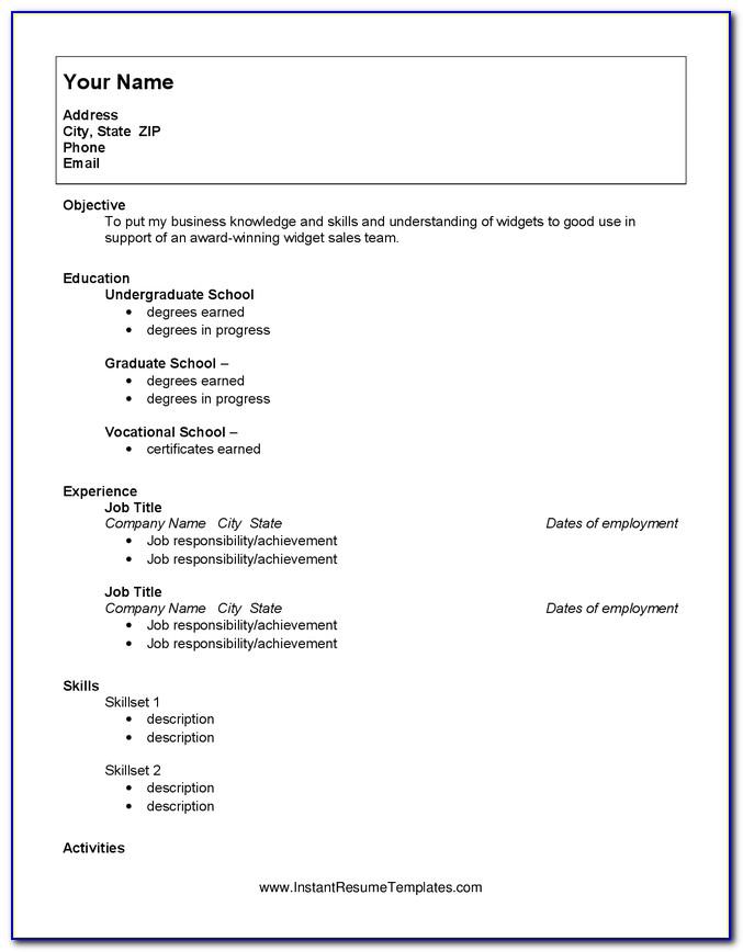Free Resume Templates For Students With No Experience
