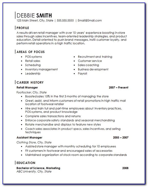 Functional Resume Template For Project Manager