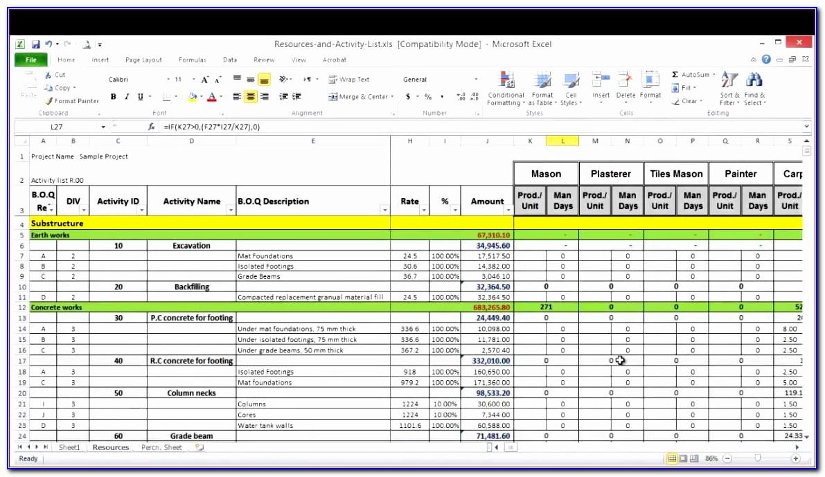 Human Resource Capacity Planning Excel Template