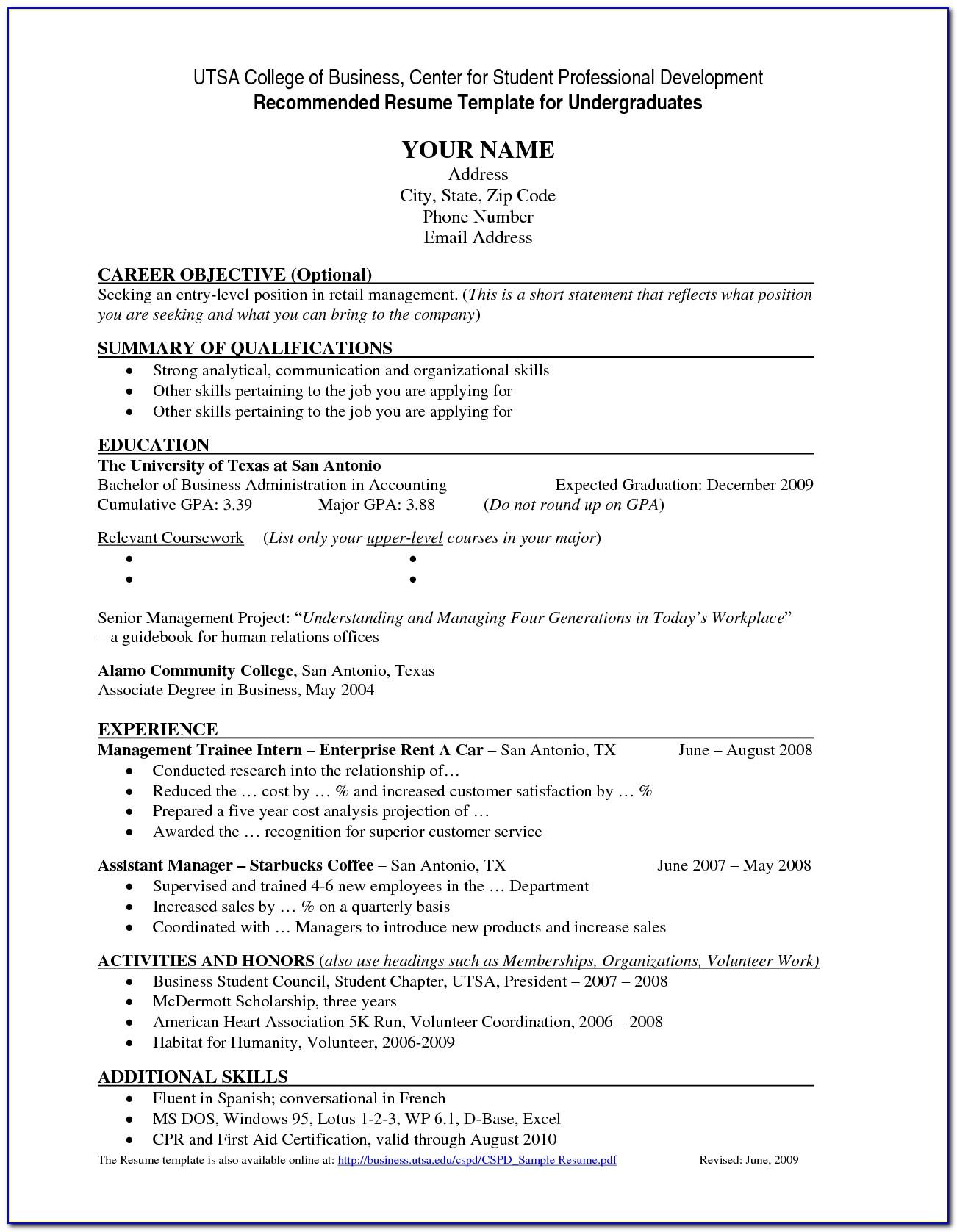 Music Resume Template For College Application