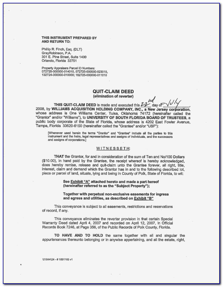 quit claim deed form florida pdf escambia county