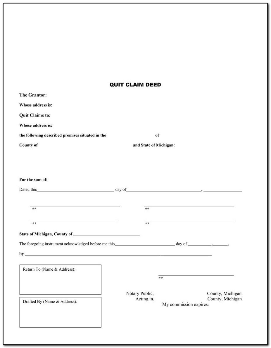 Quit Claim Deed Form Word Format