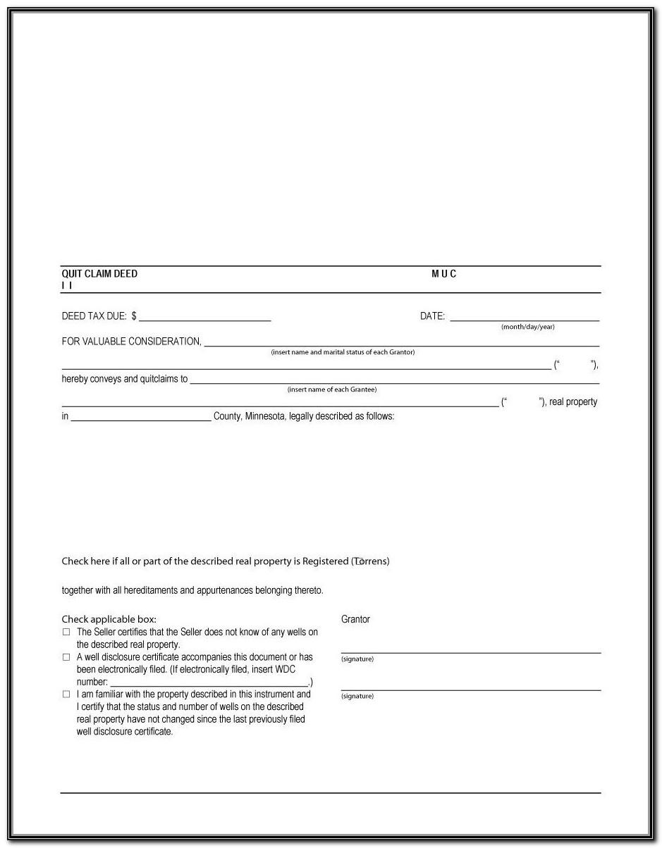 Quit Claim Deed Template Word