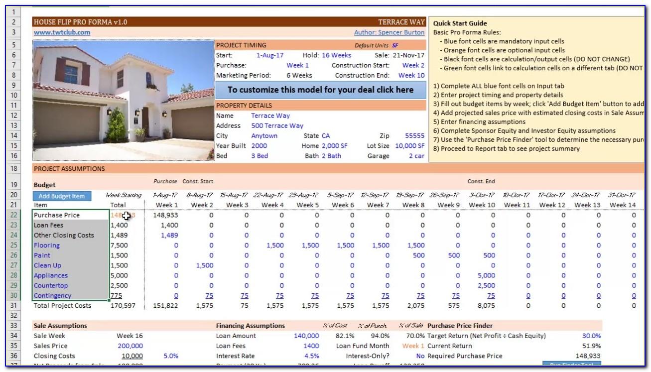 Real Estate Investment Pro Forma Template