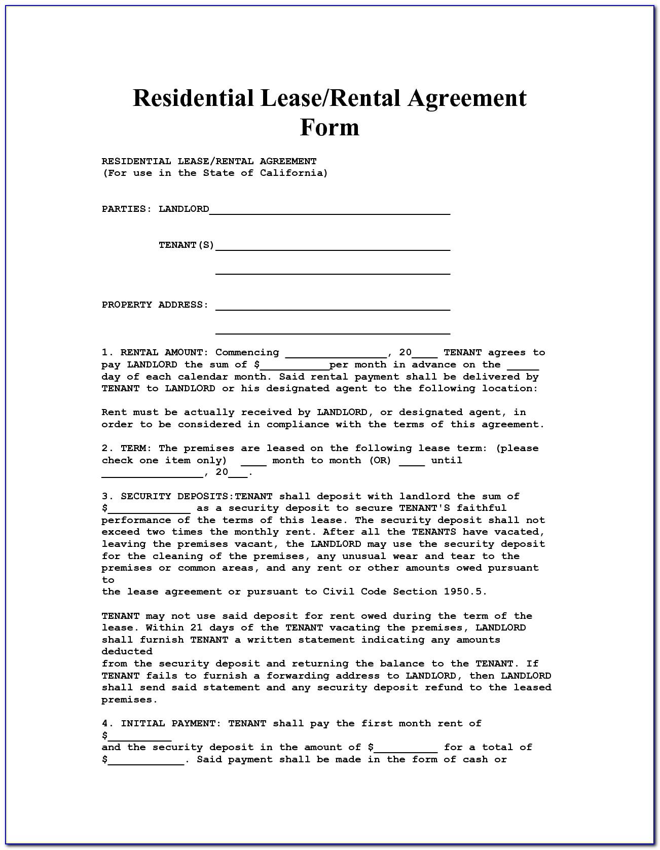 Real Estate Lease Form Free