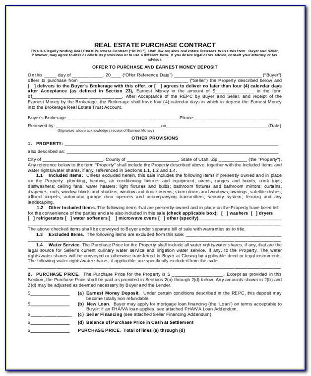 Real Estate Purchase Agreement Template Indiana