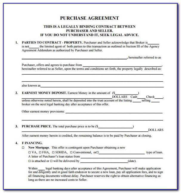 Real Estate Purchase Agreement Template North Carolina