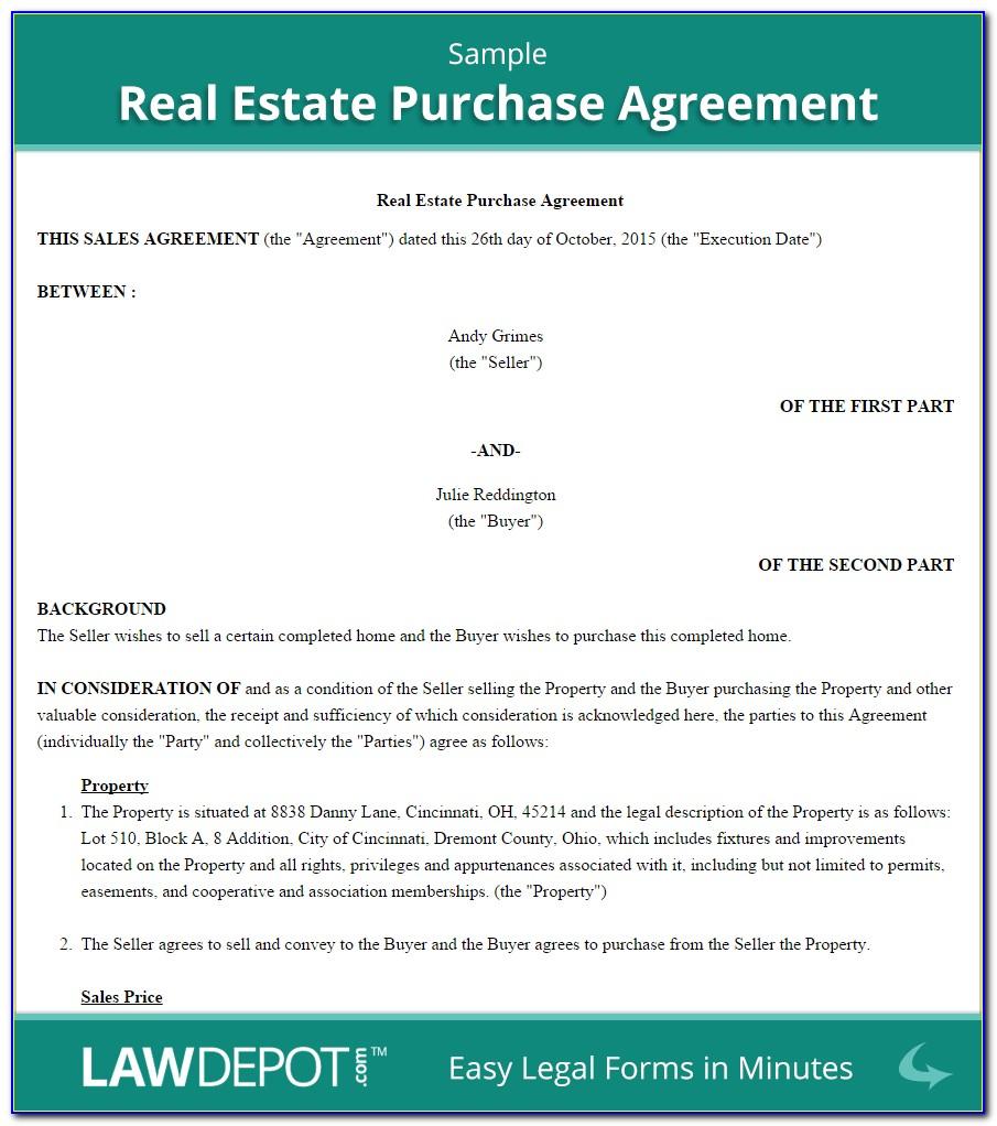 Real Estate Purchase Agreement Template Word