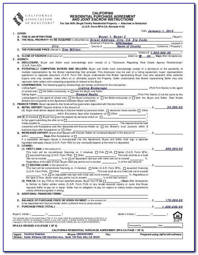 Real Estate Purchase Contract Template Pdf