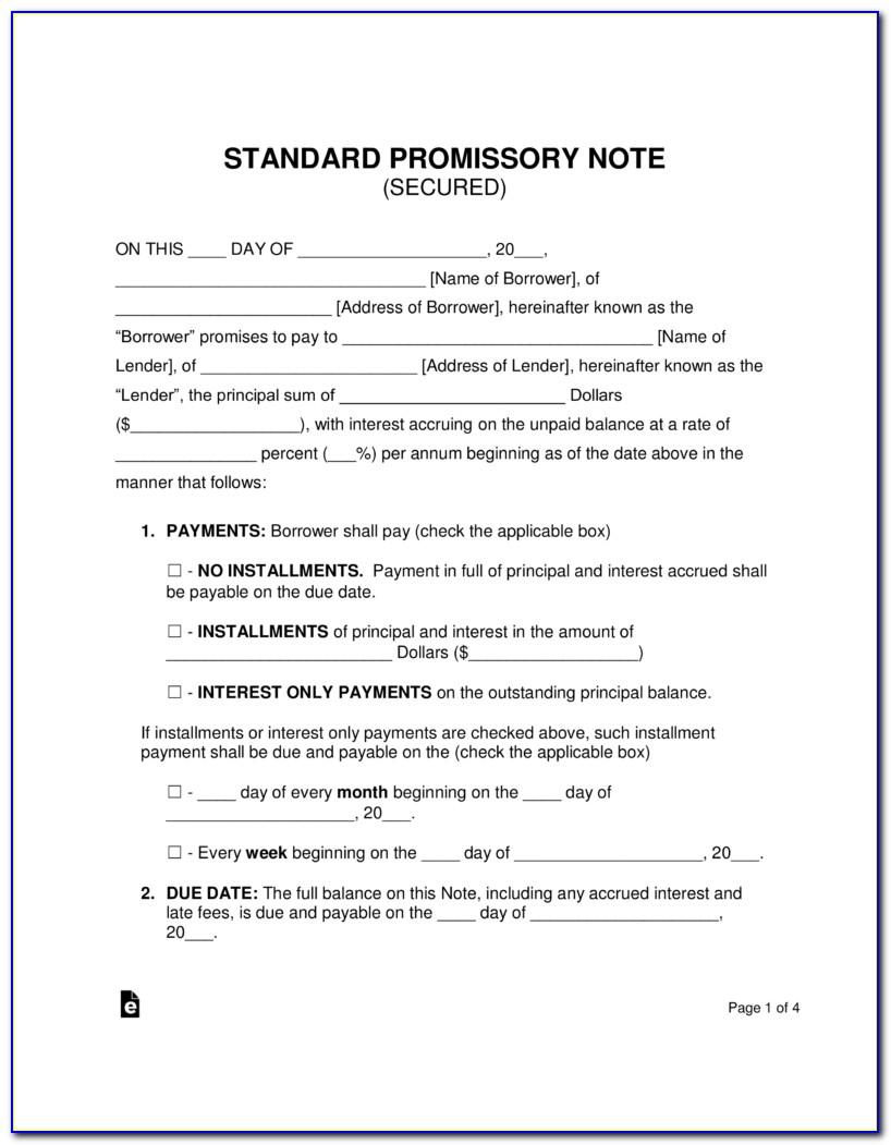 Real Estate Secured Promissory Note Form