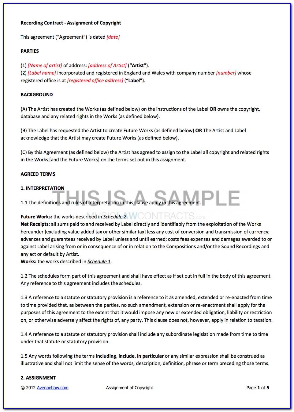 Record Label Contract Forms