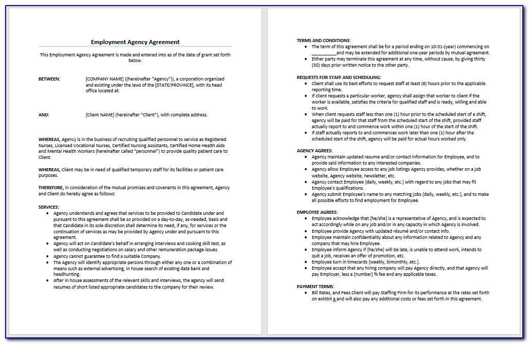 Recruitment Agency Employment Contract Template