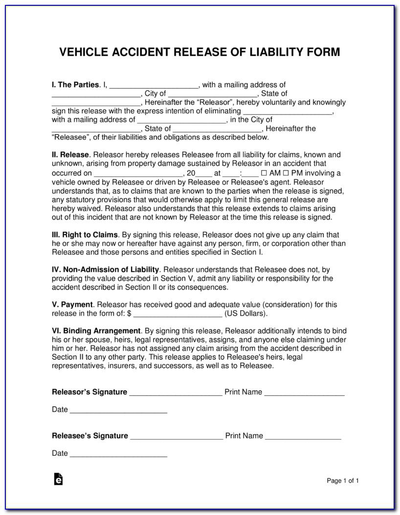 Release Of Liability Agreement Template