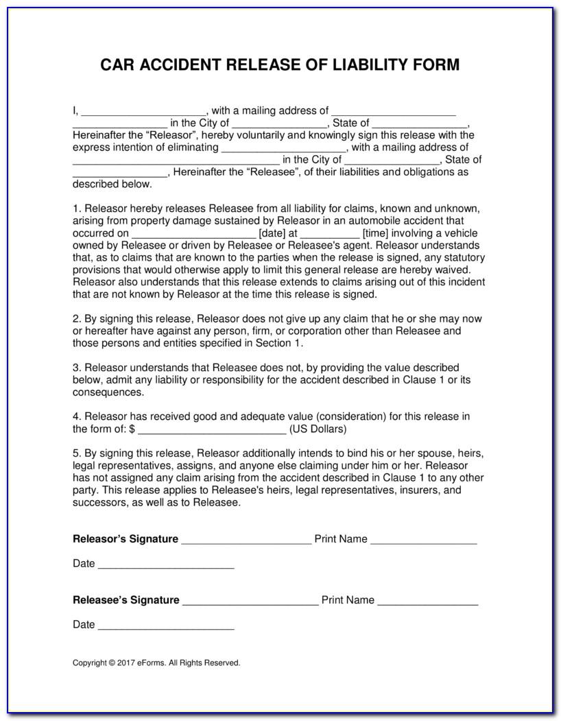 Release Of Liability Form Sample