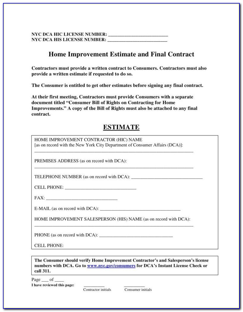 Renovation Contract Template Uk
