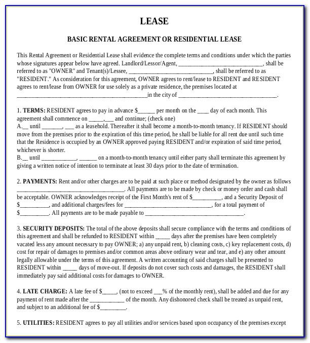 Rental Agreement Template Free Download