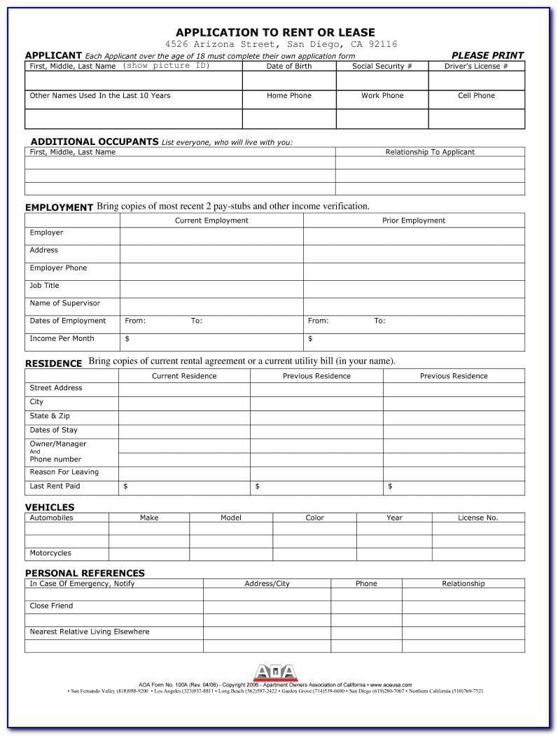 Rental Application Form California Association Of Realtors