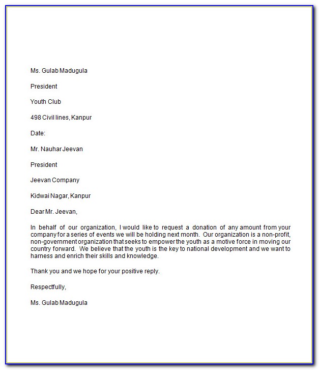 Request For Charity Donations Letter Template