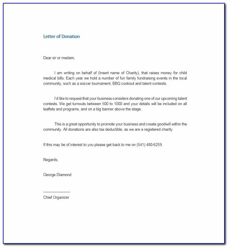 Request For Donation Letter Template Free