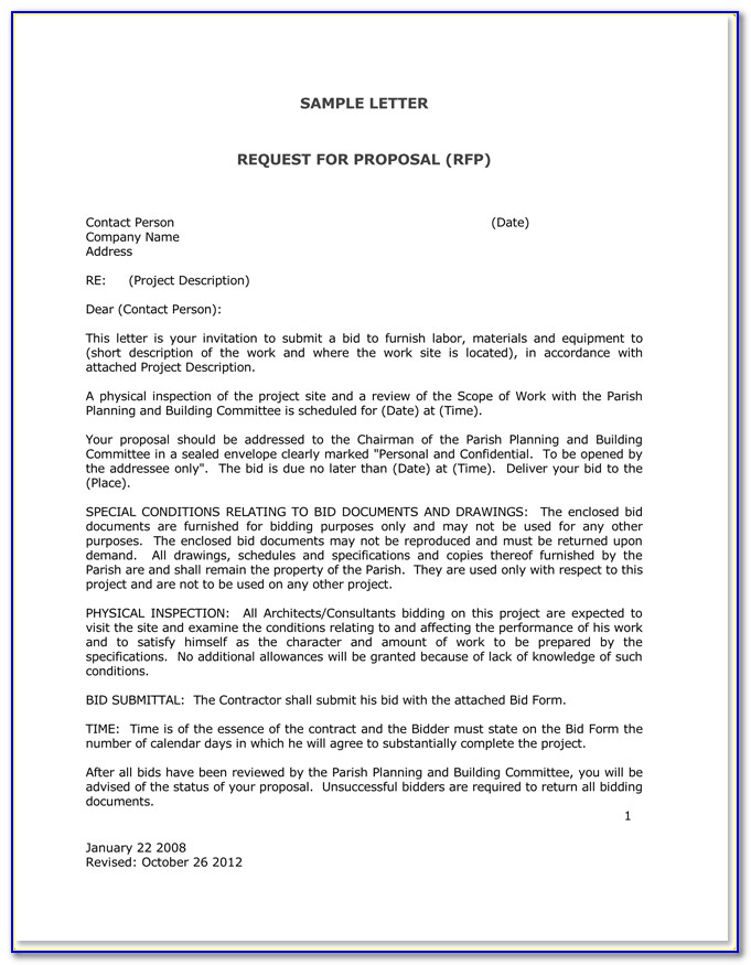 Request For Proposal (rfp) Letter Of Intent