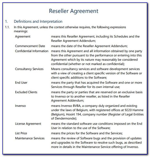 Reseller Agreement Template India