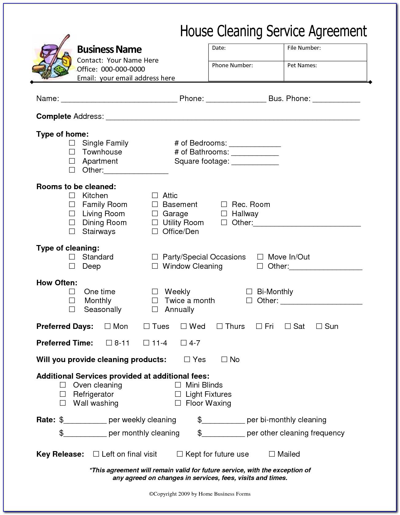 Residential Cleaning Service Agreement Template