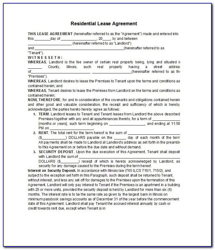 Residential Lease Agreement Template Illinois