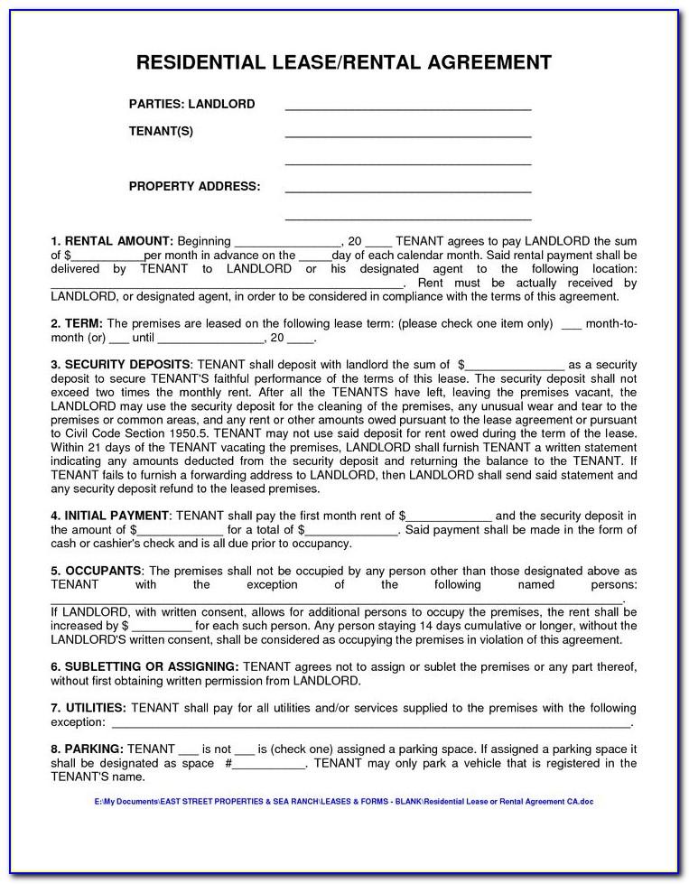 Residential Real Estate Lease Form