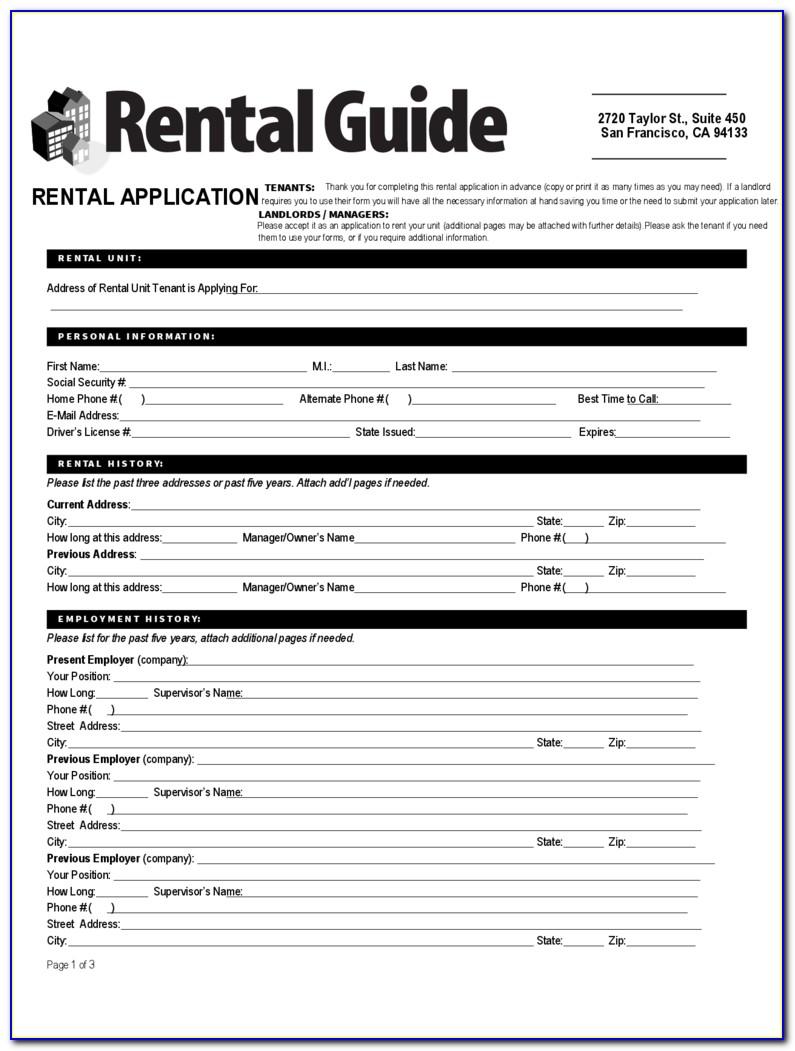 Residential Rental Application Form Free