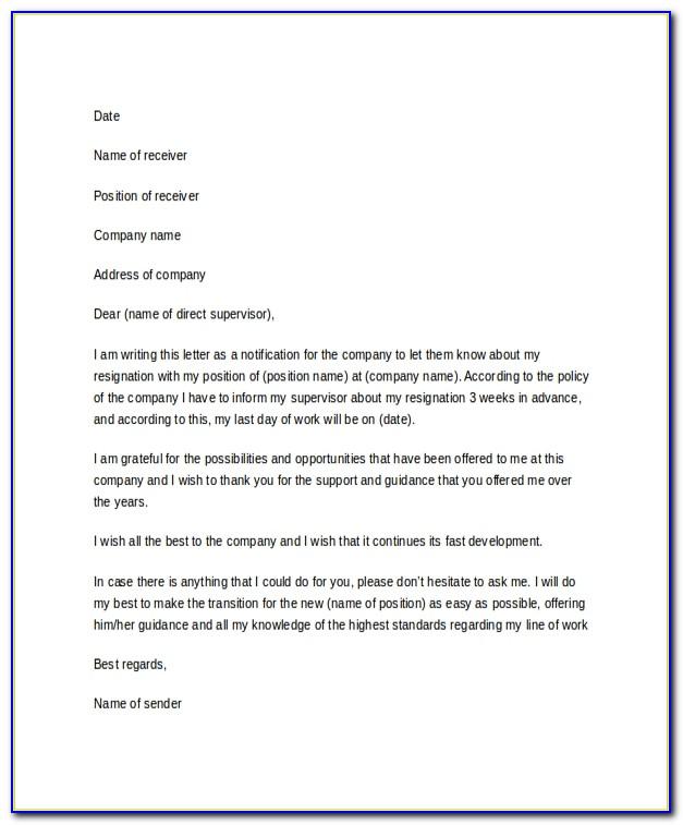 Resignation Letter Sample Doc Uk