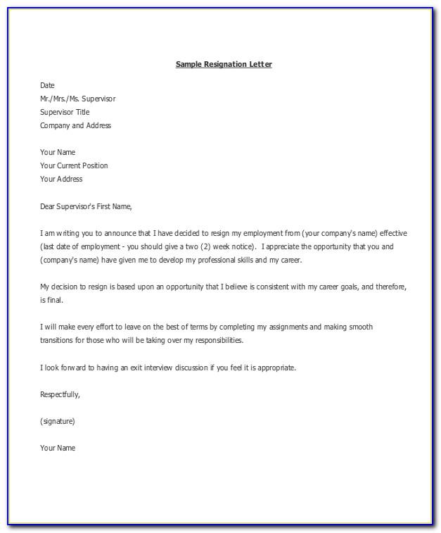 Resignation Letter Samples Free Download