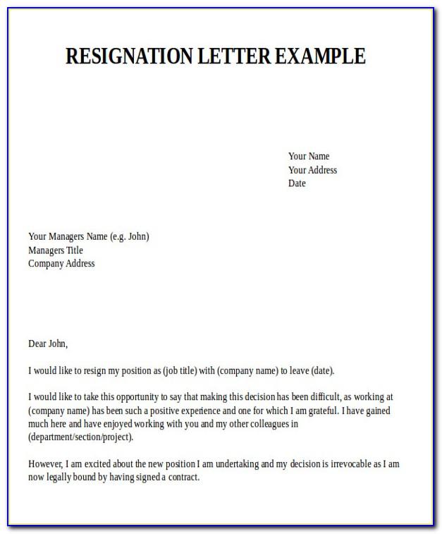Resignation Sample Letters Jobs
