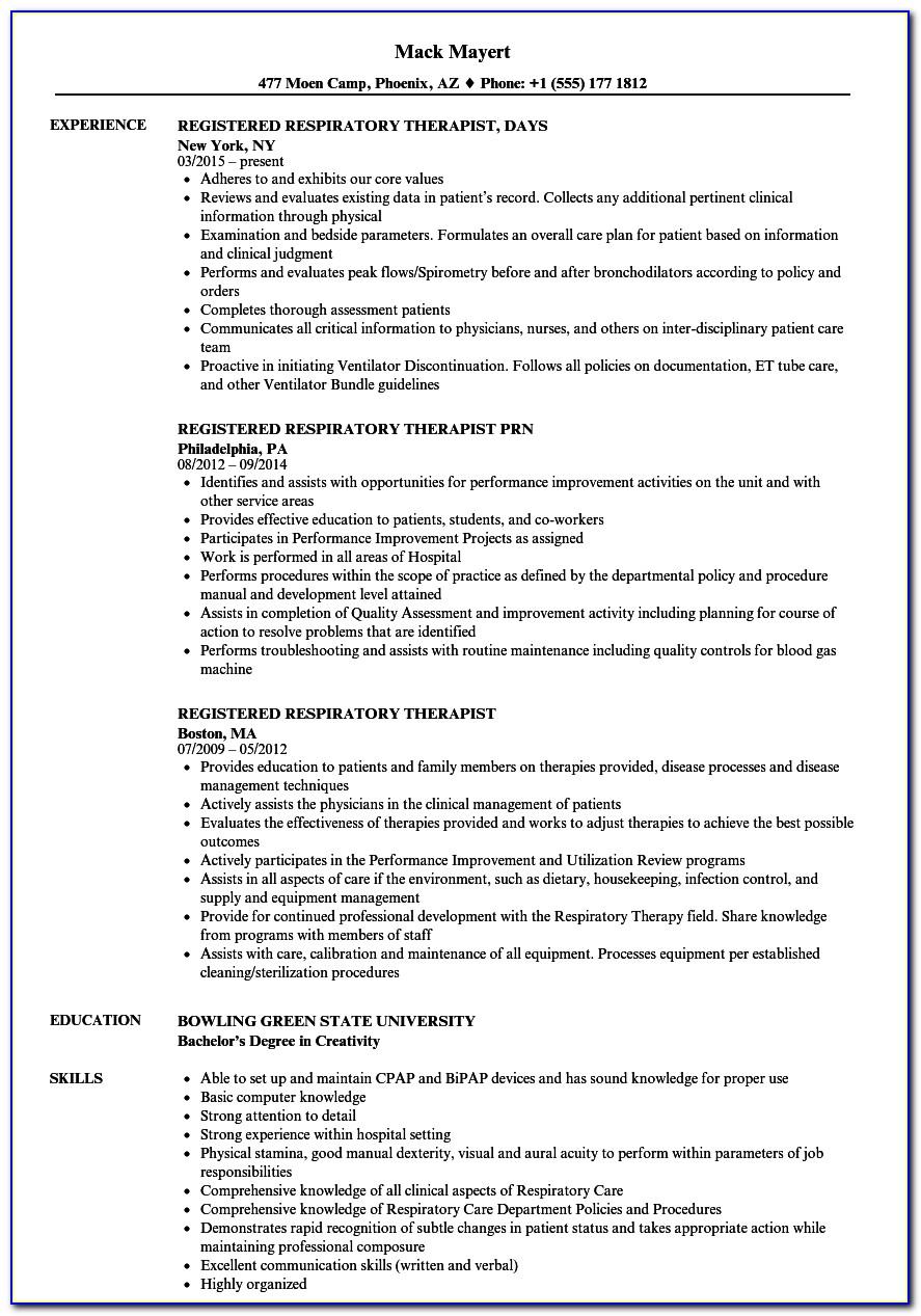 Respiratory Therapy Resume Template