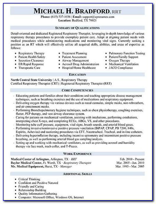 Respiratory Therapy Resume Templates