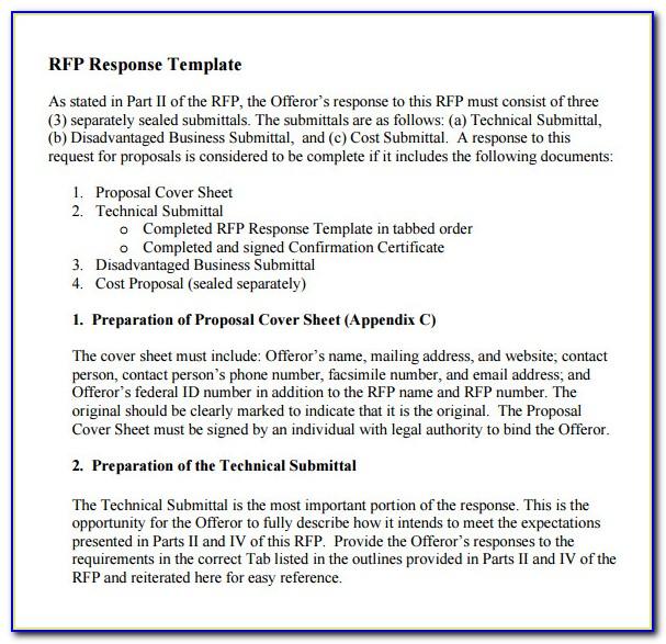 Response To Rfp Template Word