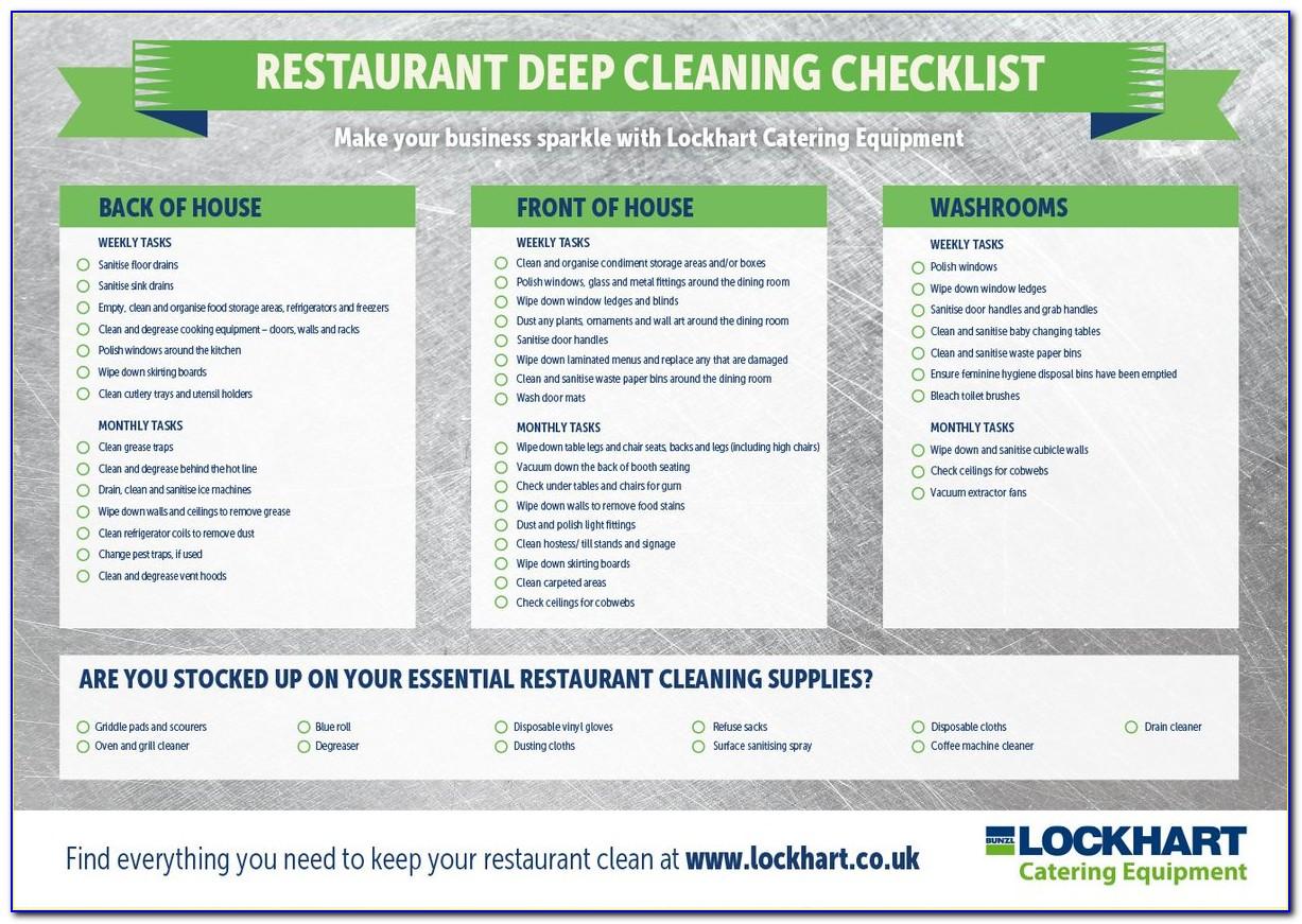 Restaurant Cleaning List Template