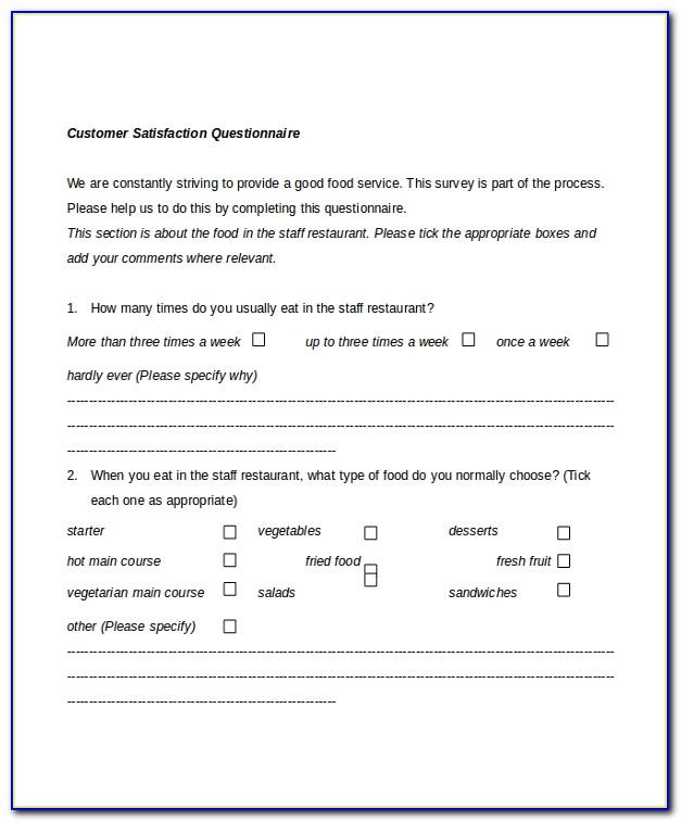 Restaurant Customer Satisfaction Survey Form