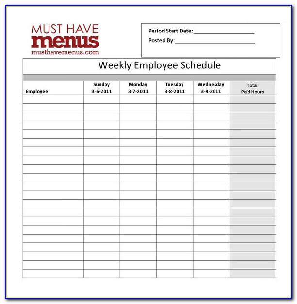 Restaurant Employee Schedule Form