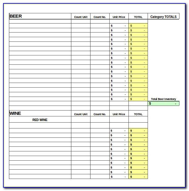 Restaurant Inventory Form Template