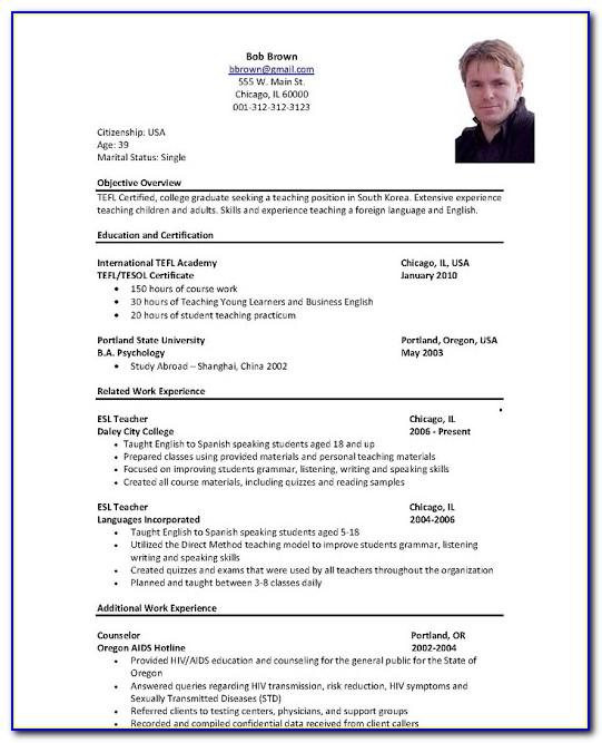 Resume Example For Faculty Position