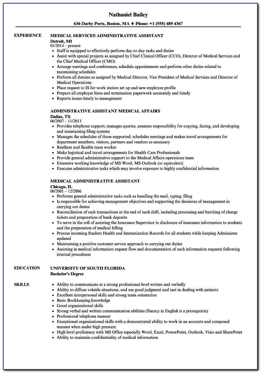 Resume Examples For Medical Administrative Assistant