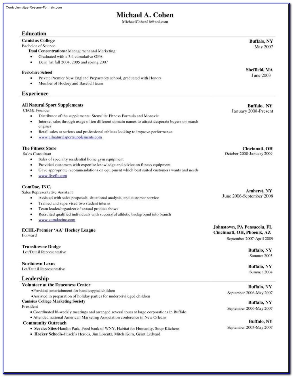 Resume Format Download Ms Word 2010