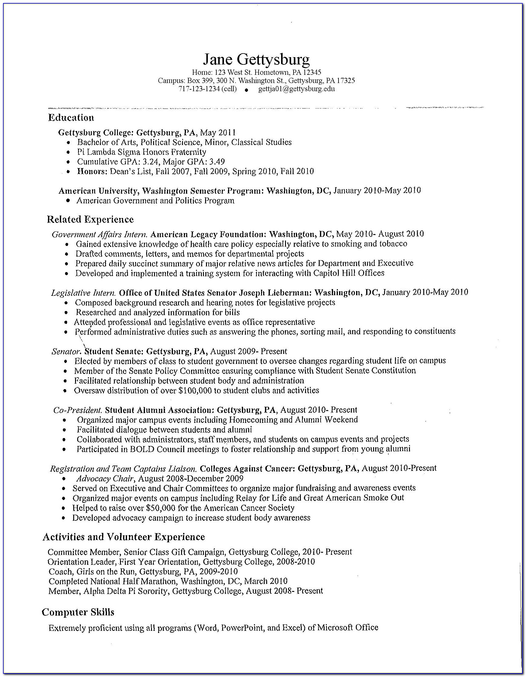 high school senior resume template