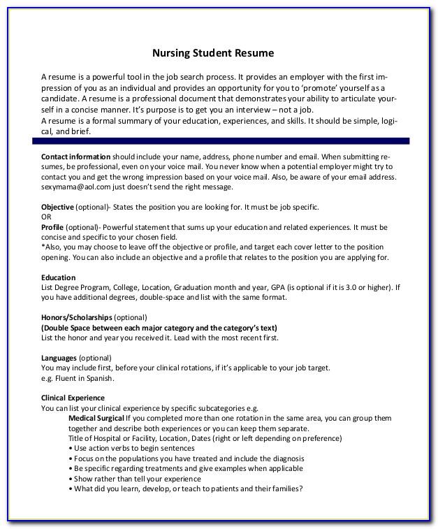 Resume Format For Nursing Student