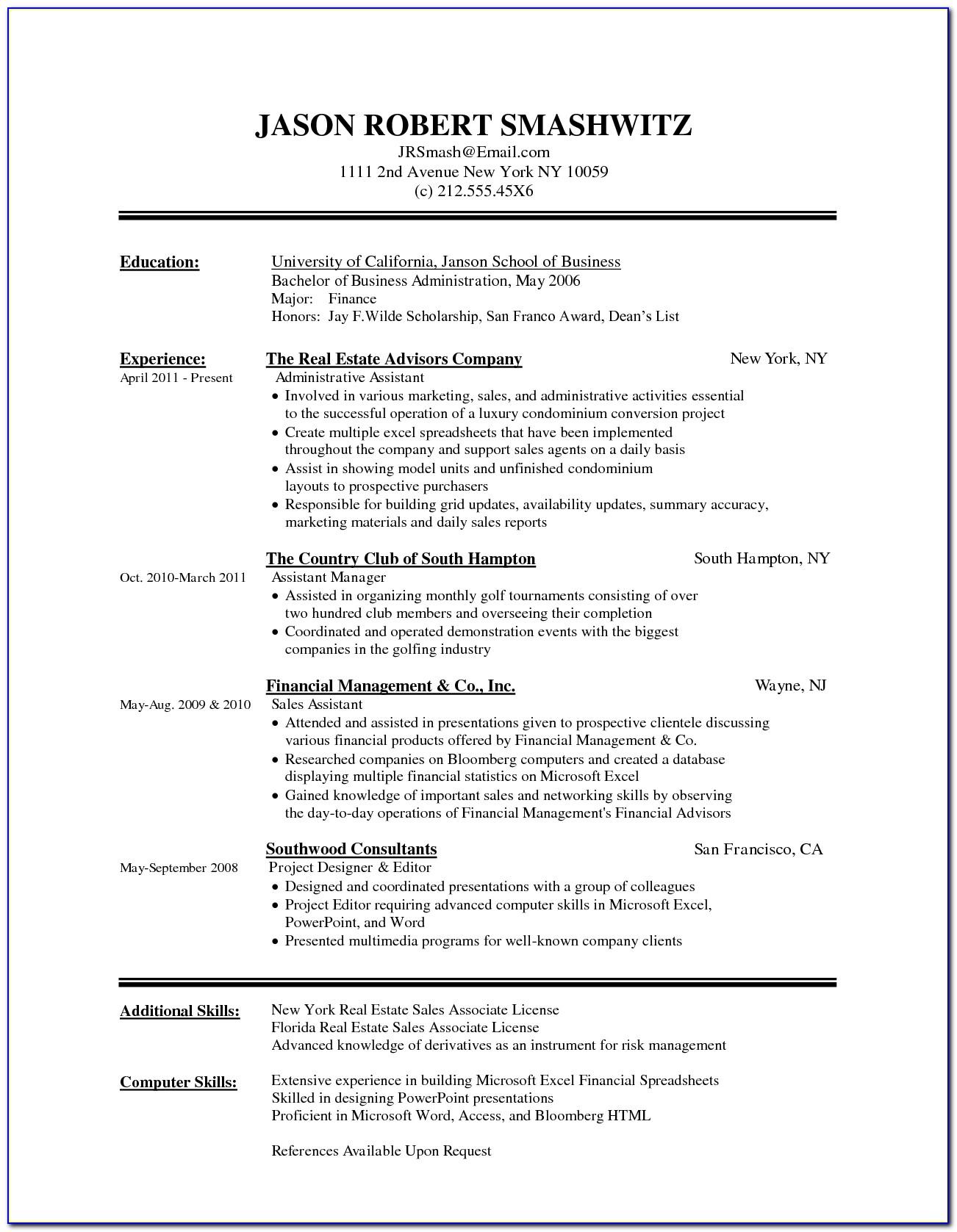 Resume Format For Students Template Microsoft Word