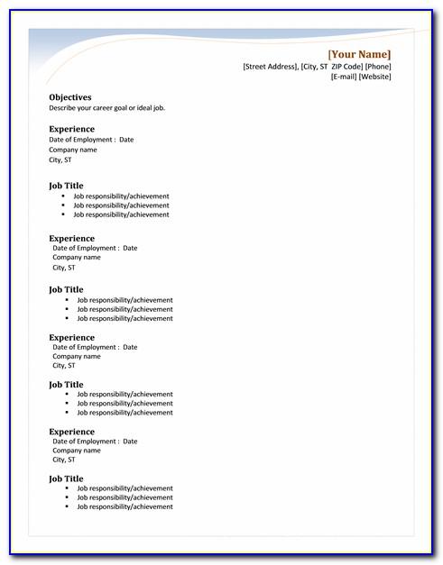 Resume Format Microsoft Word 2007