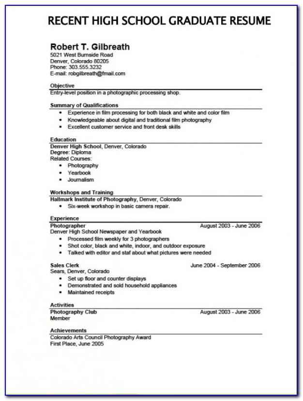 Resume Objective Examples With No Work Experience