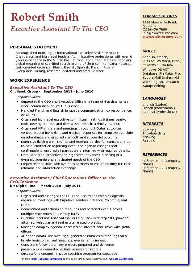 Resume Samples For Executive Assistants